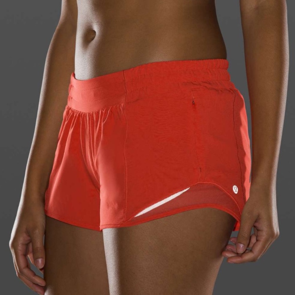 Lululemon Hotty Hot Short Size 12 with a 2.5" inseam Carnation Red